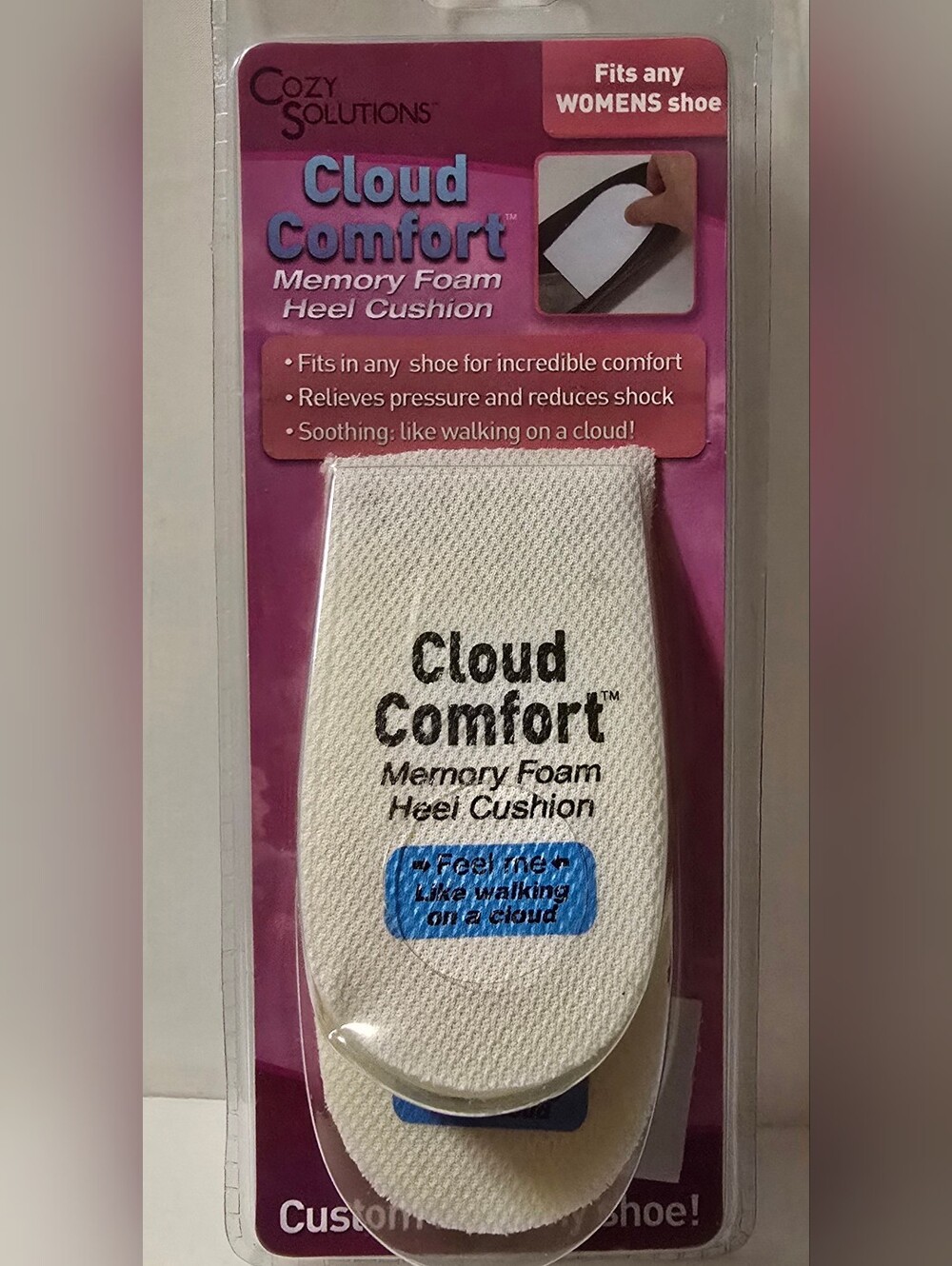 Cozy Solutions Cloud Comfort Memory Foam Heel Cushions Women's Shoes NIP